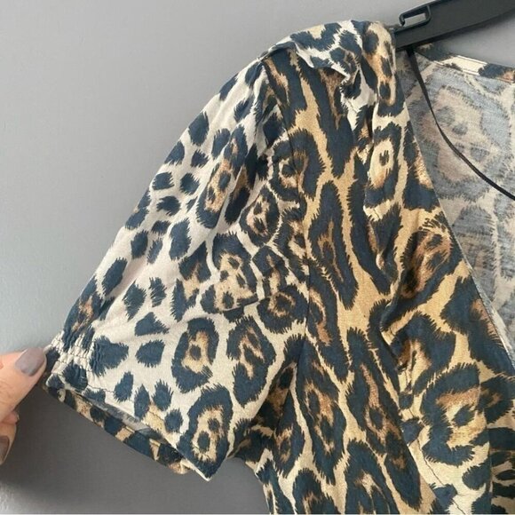 Zara Leopard Print Wrap Dress Edgy Grunge Whimsigoth Fall Layering Staple M - Picture 4 of 12